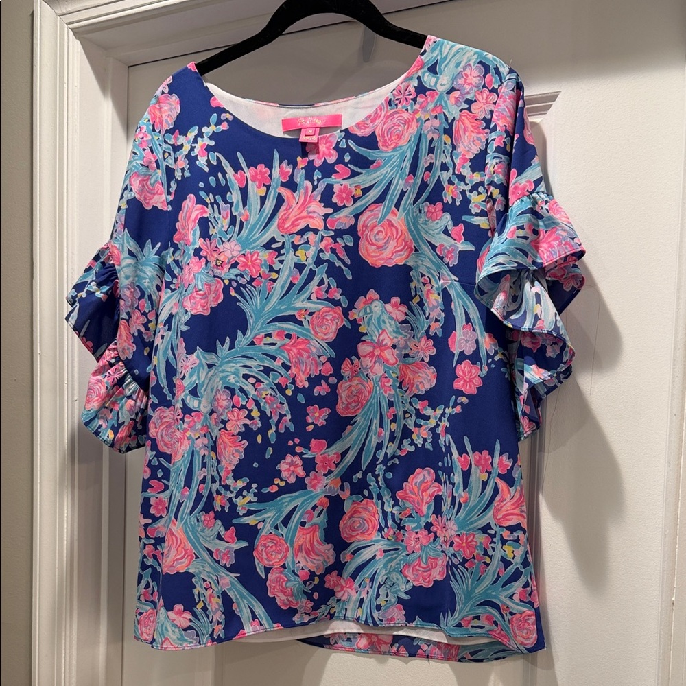 Floral Ruffle Sleeve Top